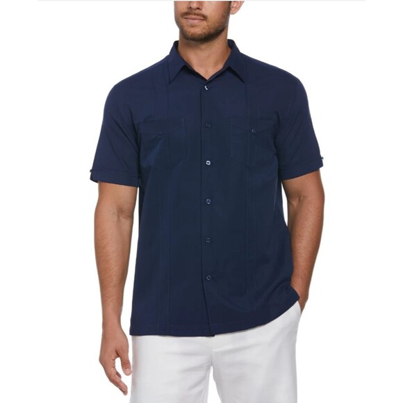 Cubavera Mens Two-Pocket Double Pintuck Short Sleeve Button-Down Dress Shirt XXL - Picture 1 of 7